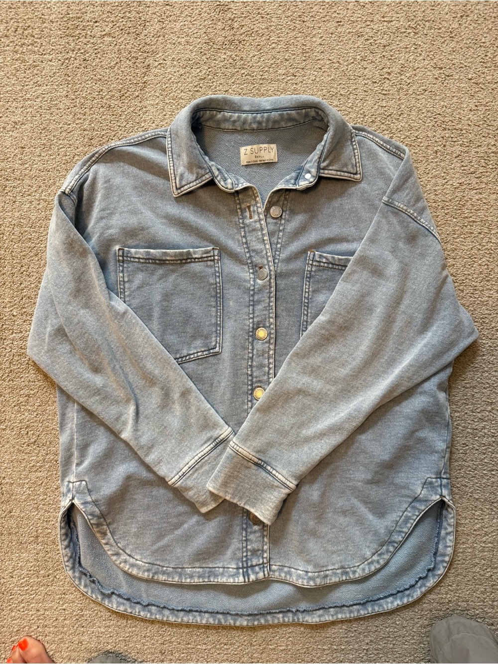 Z Supply All Day Denim Jacket Washed Indigo Size Small Oversized Shacket - Picture 6 of 13